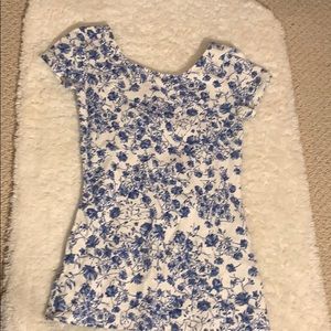 Blue and white floral garage shirt